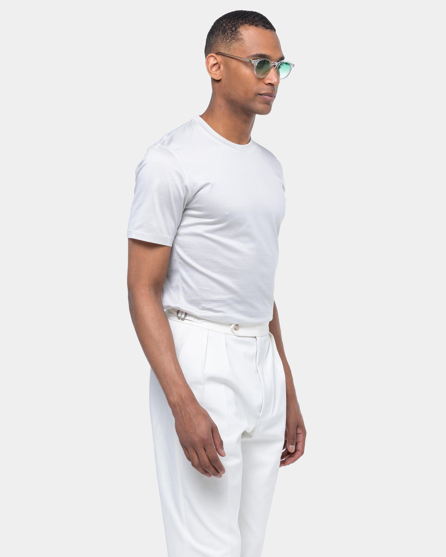 Short sleeve solid color T-shirt Pearl Gray 100% Egyptian cotton