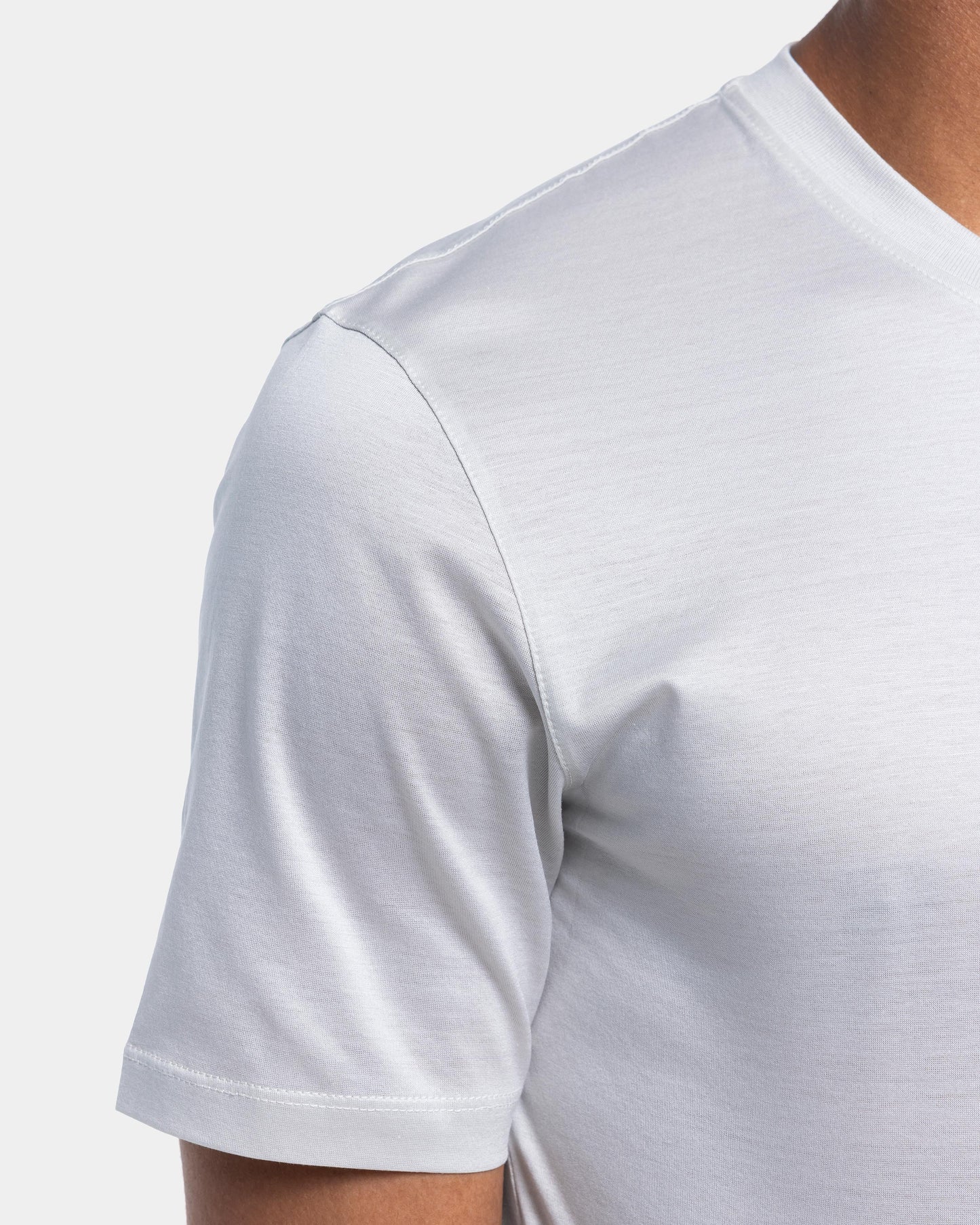 Short sleeve solid color T-shirt Pearl Gray 100% Egyptian cotton
