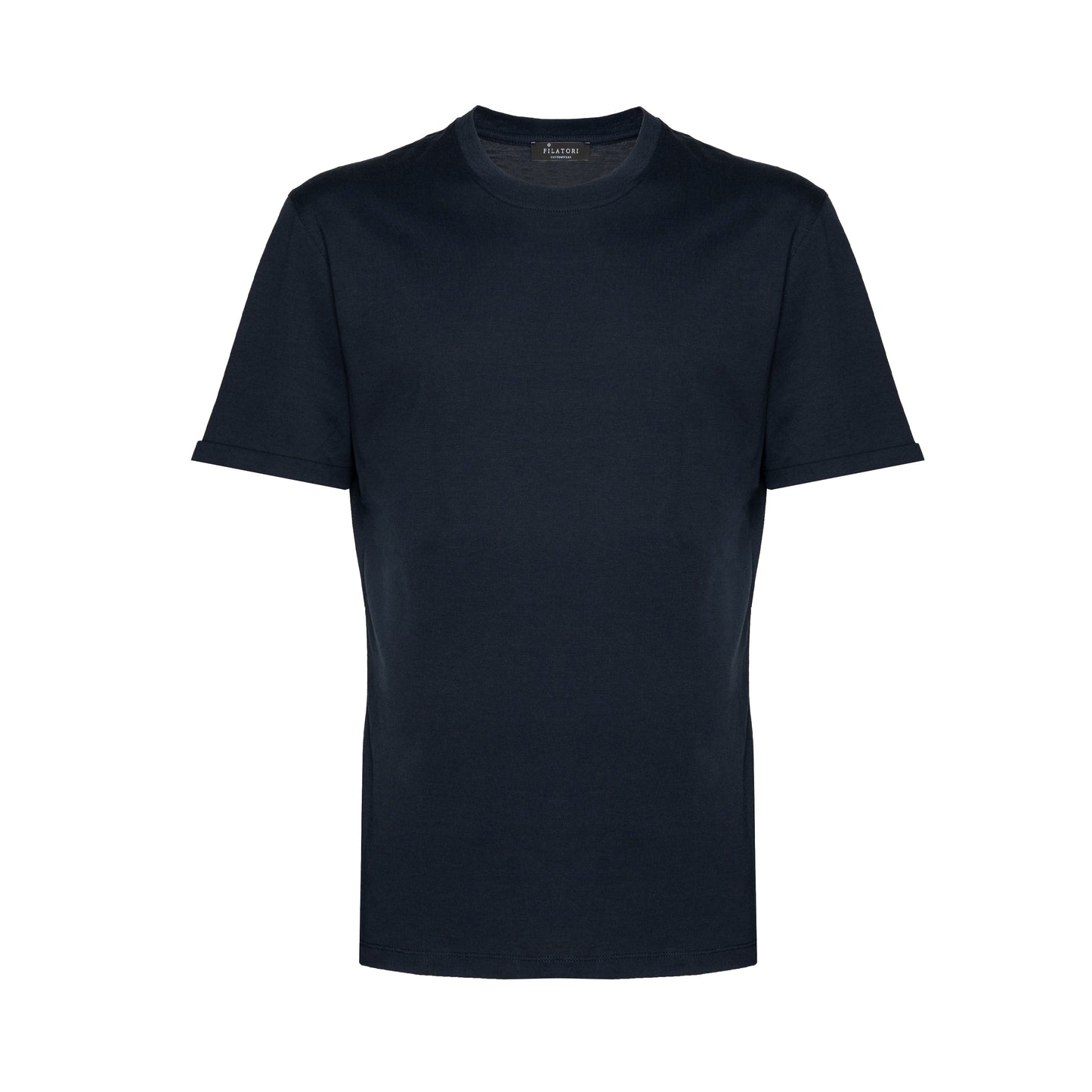 Short sleeve soft solid color T-shirt Silk Blue Cotton