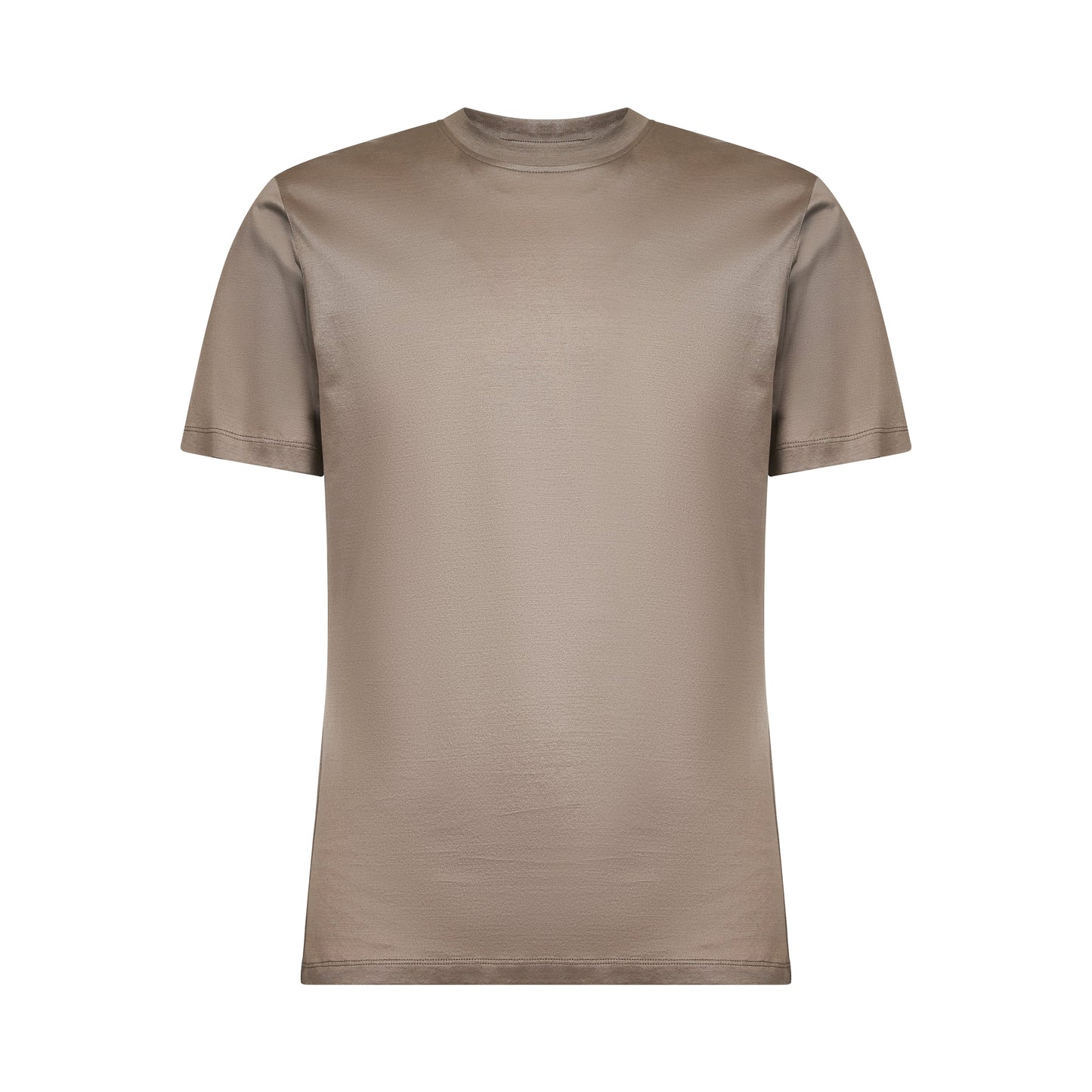 Short sleeve solid color T-shirt Taupe 100% Egyptian cotton
