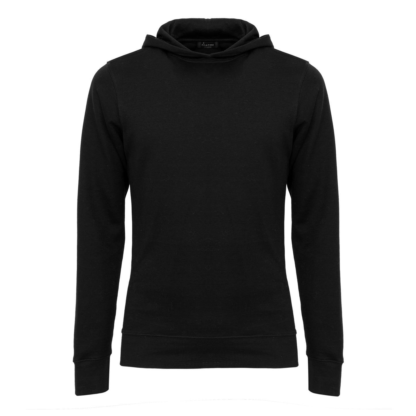 Black Hoodie in double jersey Compact Cotton