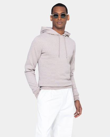 Sand Melange Hoodie in Cotton Cashmere