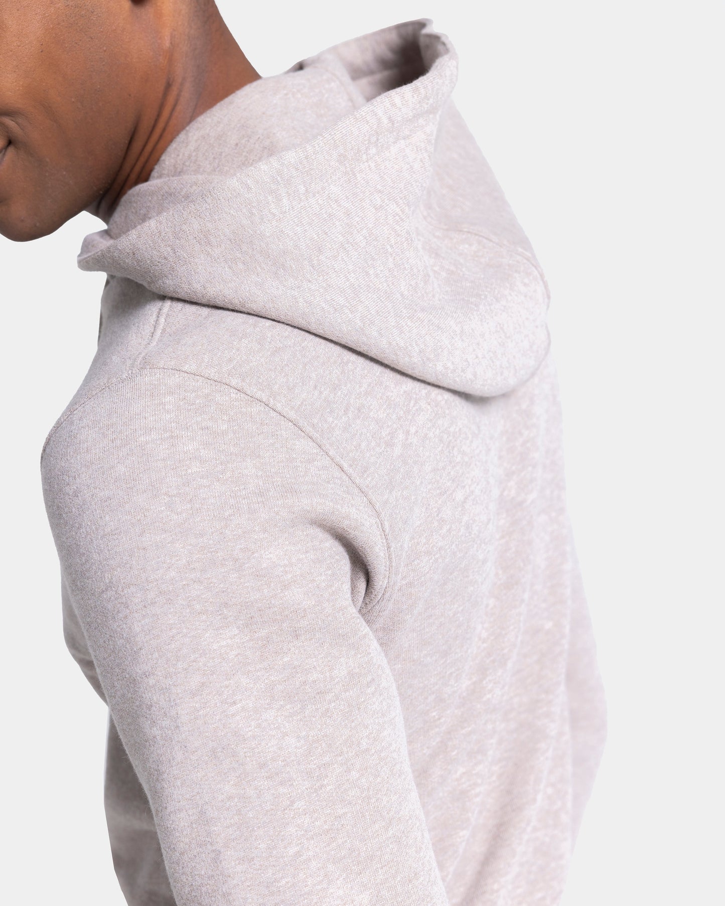 Sand Melange Hoodie in Cotton Cashmere