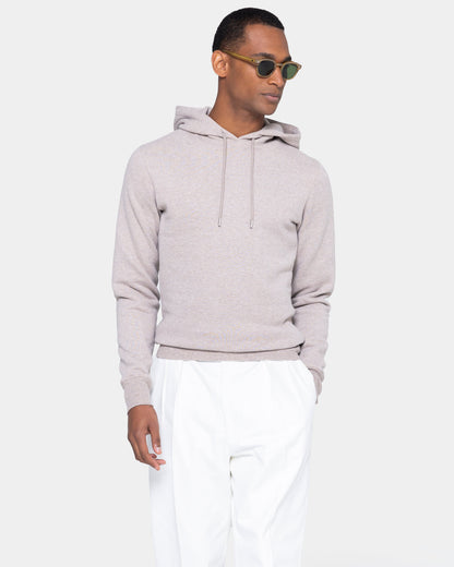 Sand Melange Hoodie in Cotton Cashmere