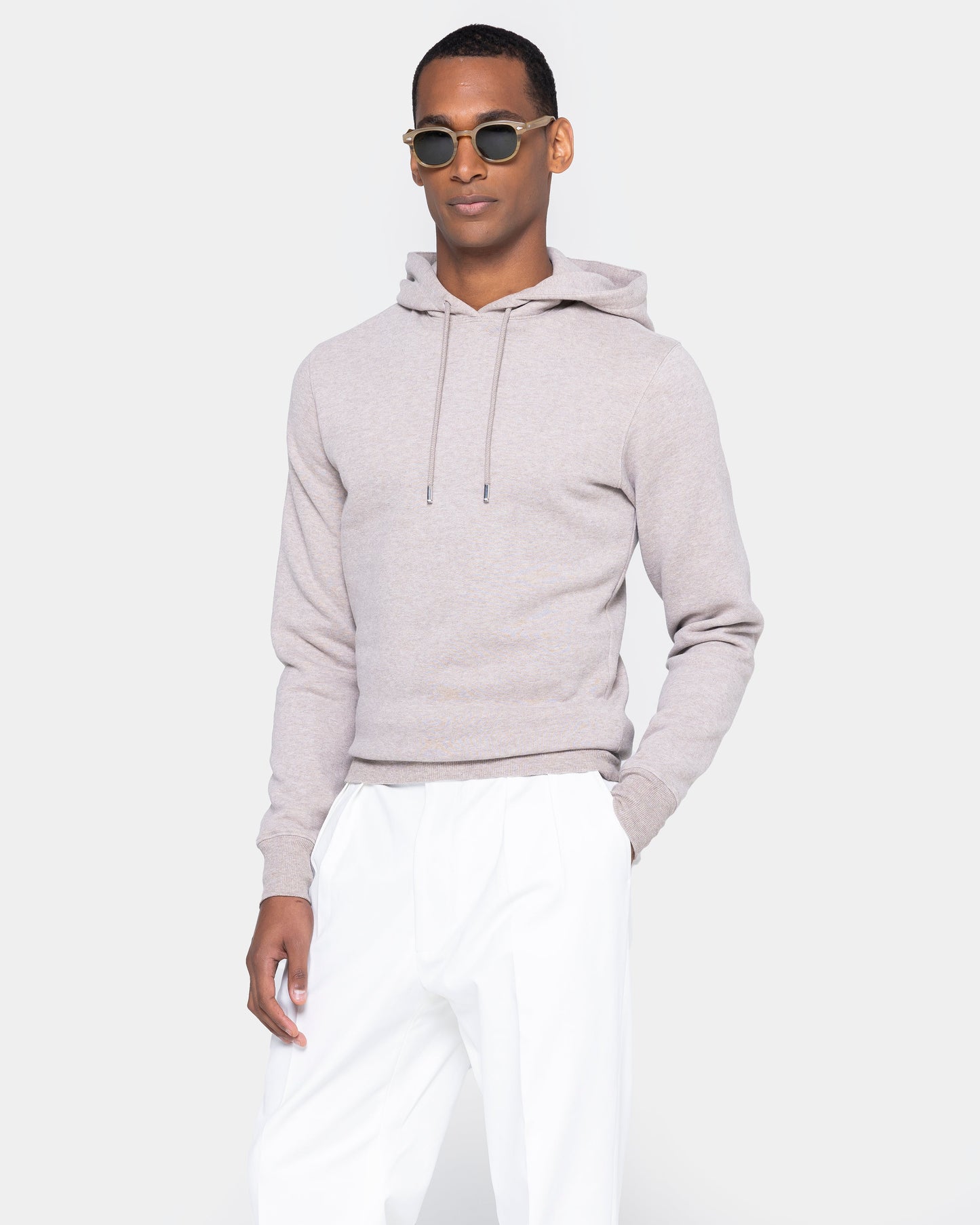 Sand Melange Hoodie in Cotton Cashmere