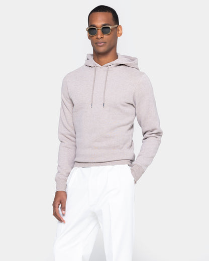 Sand Melange Hoodie in Cotton Cashmere