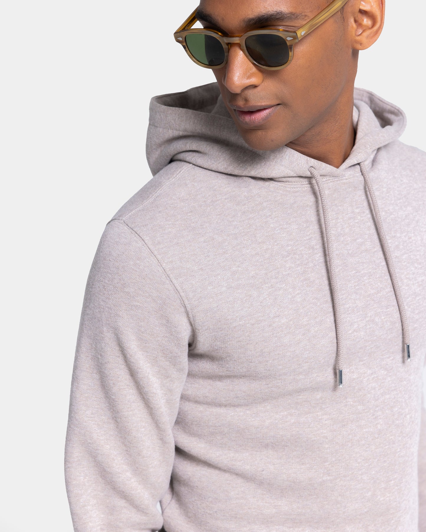 Sand Melange Hoodie in Cotton Cashmere