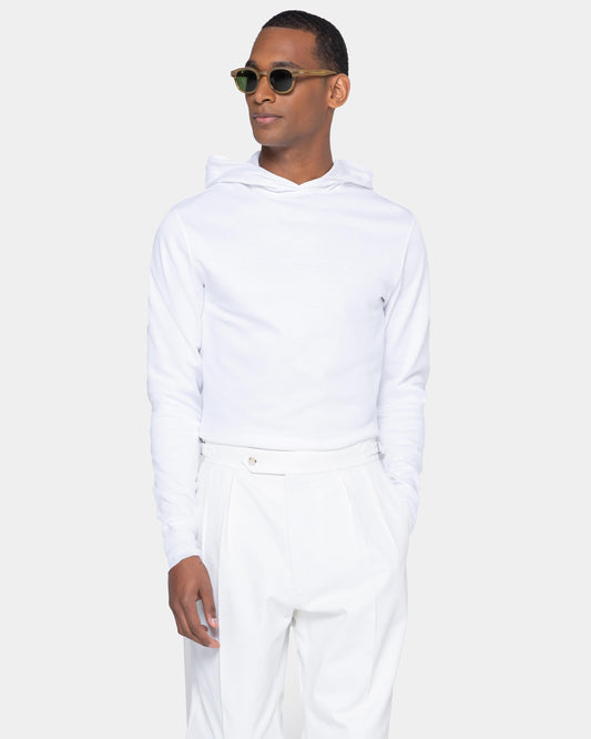 White Hoodie in double jersey Compact Cotton