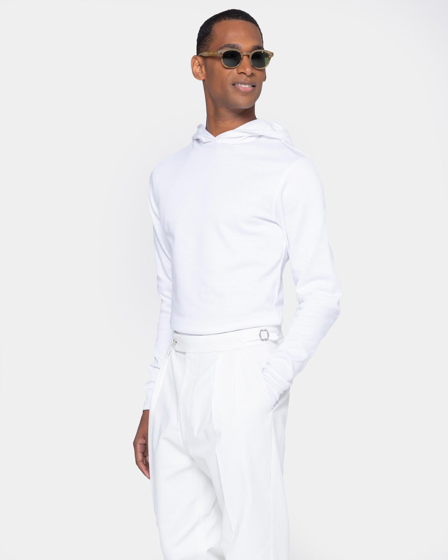 White Hoodie in double jersey Compact Cotton