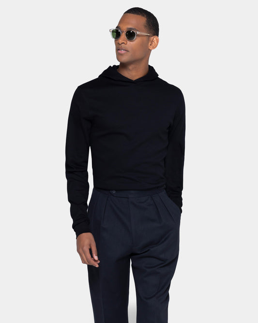 Black Hoodie in double jersey Compact Cotton
