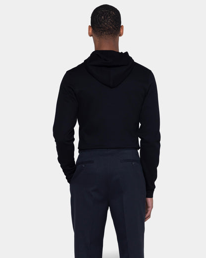 Black Hoodie in double jersey Compact Cotton