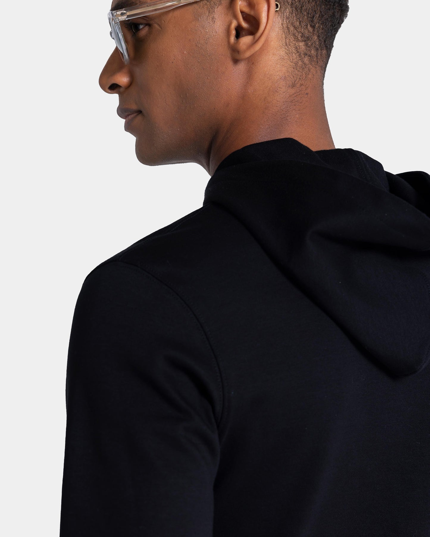 Black Hoodie in double jersey Compact Cotton
