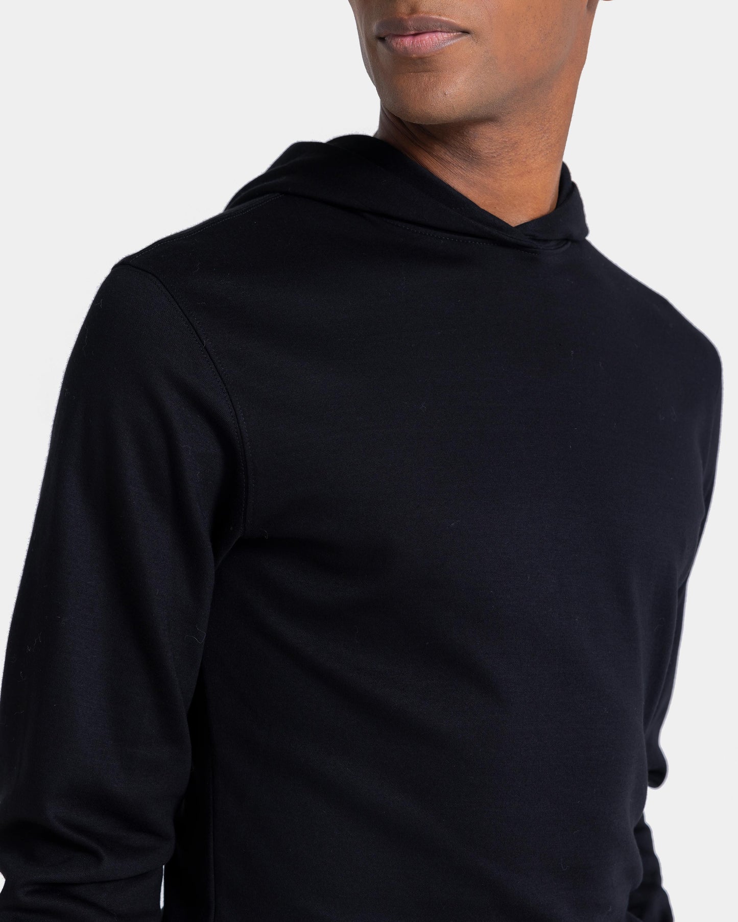 Black Hoodie in double jersey Compact Cotton