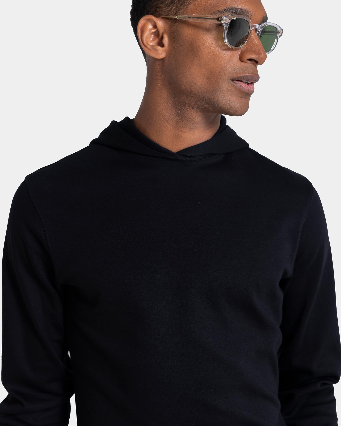 Black Hoodie in double jersey Compact Cotton