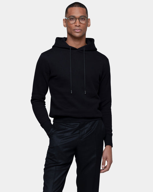 Black Hoodie in Cotton Cashmere