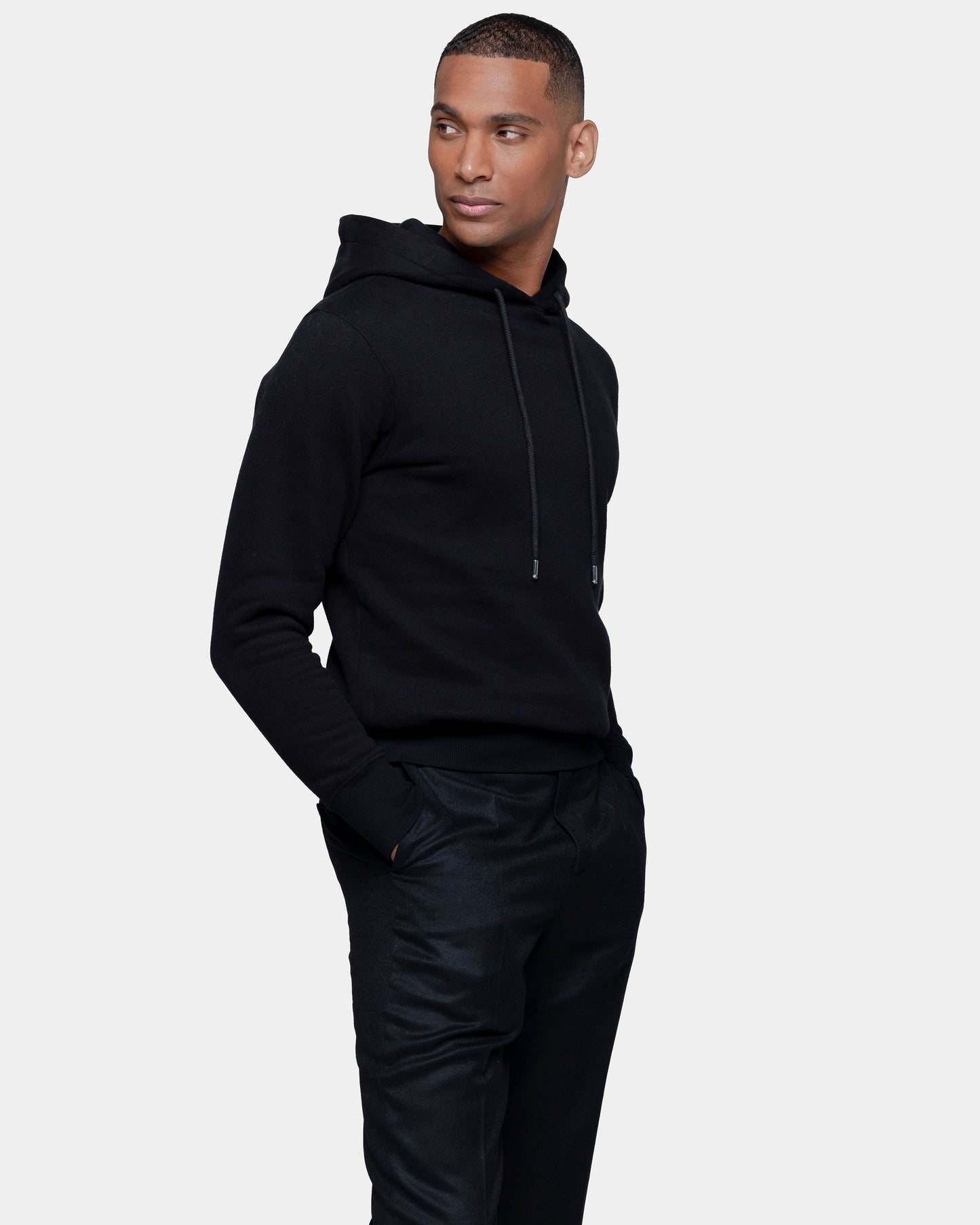 Black Hoodie in Cotton Cashmere