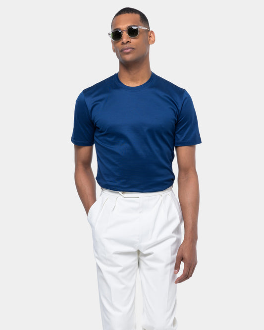 Short sleeve solid color T-shirt Navy Blue 100% Egyptian cotton