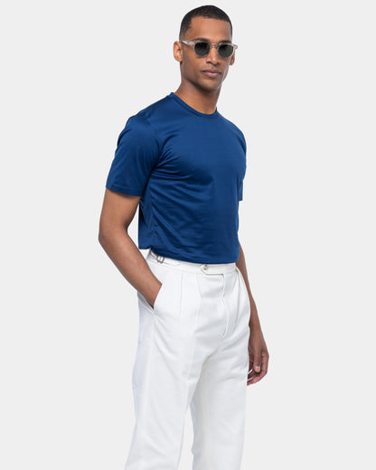 Short sleeve solid color T-shirt Navy Blue 100% Egyptian cotton