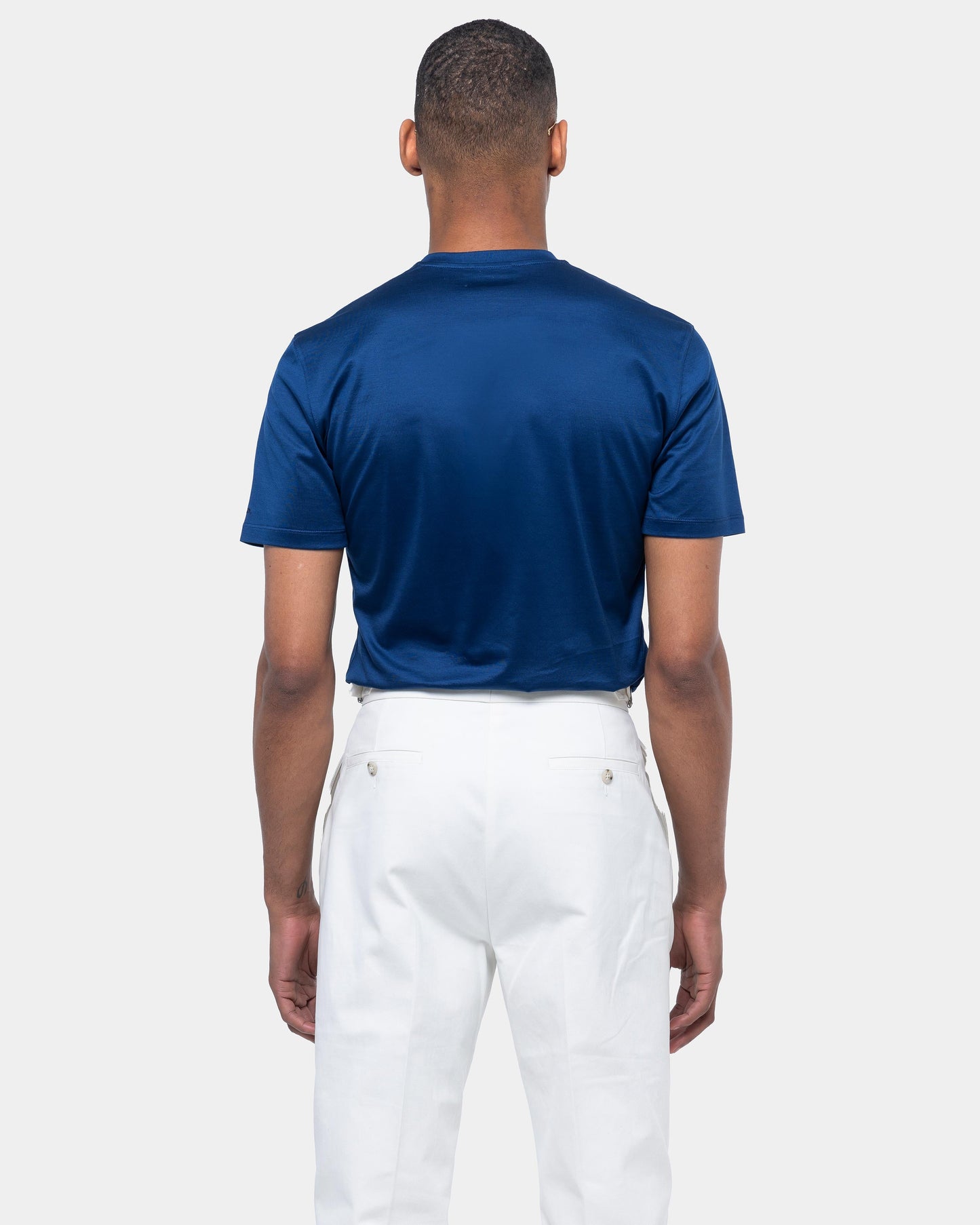 Short sleeve solid color T-shirt Navy Blue 100% Egyptian cotton