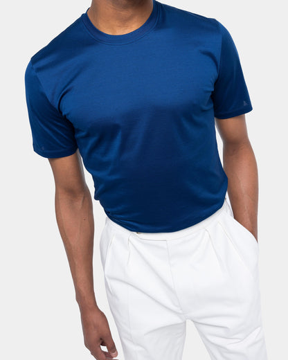 Short sleeve solid color T-shirt Navy Blue 100% Egyptian cotton
