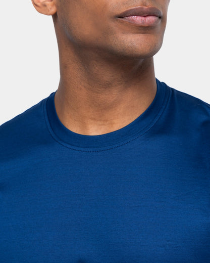 Short sleeve solid color T-shirt Navy Blue 100% Egyptian cotton