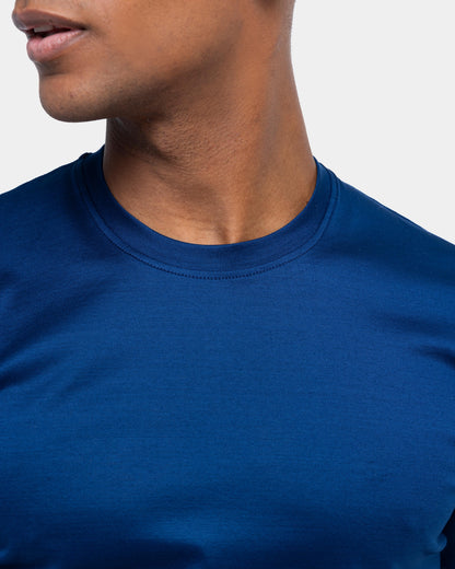 Short sleeve solid color T-shirt Navy Blue 100% Egyptian cotton