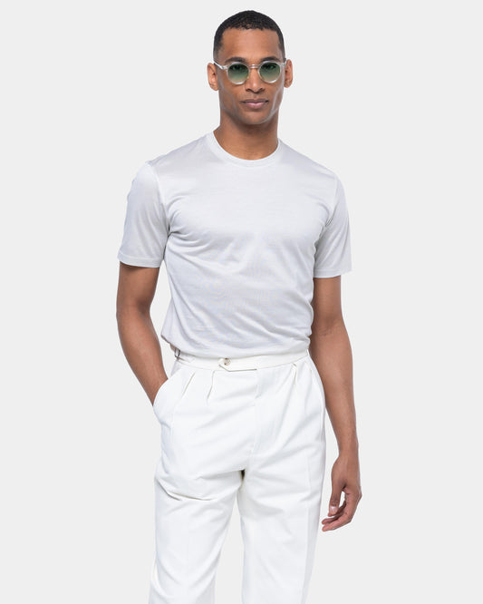 Short sleeve solid color T-shirt Pearl Gray 100% Egyptian cotton