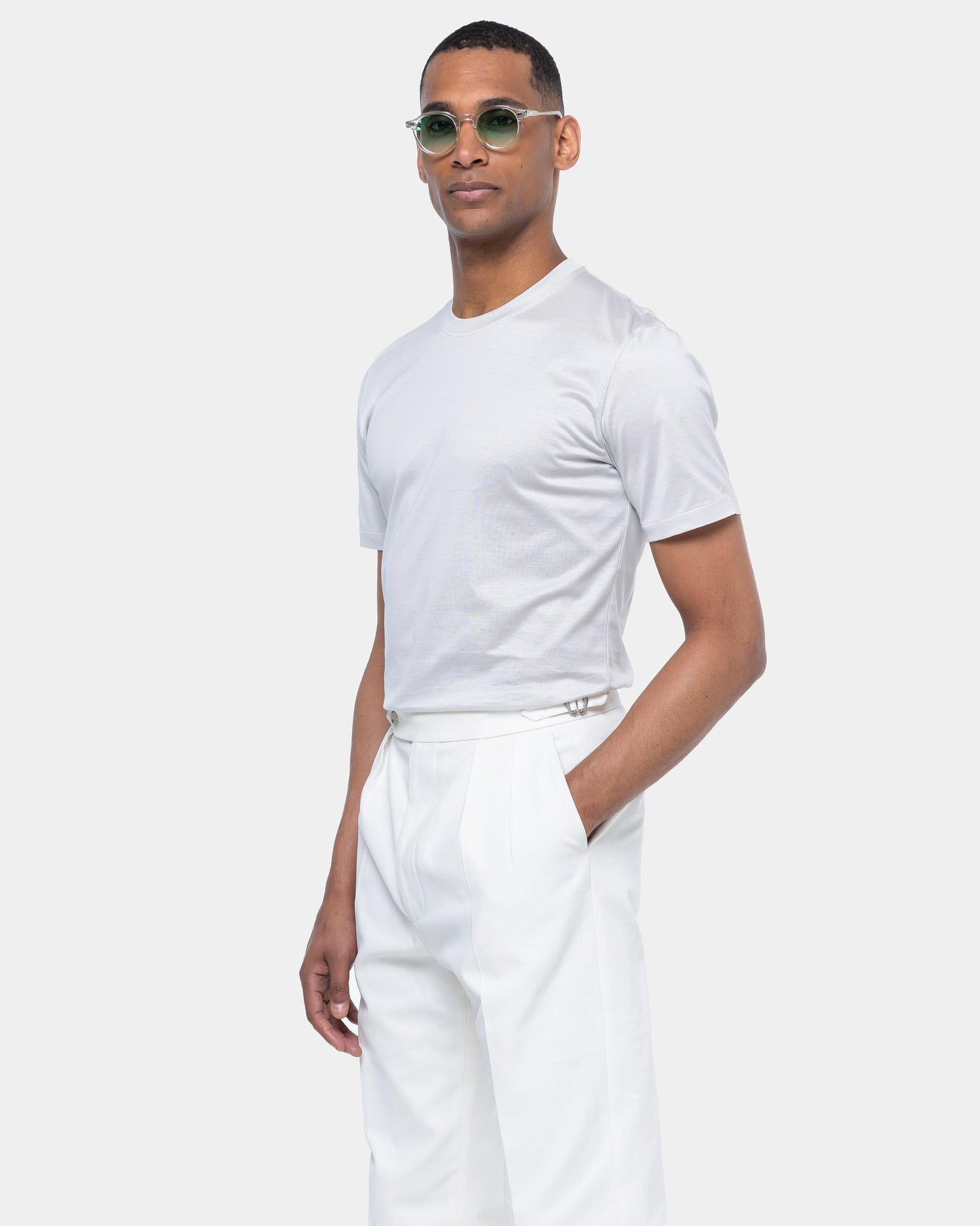 Short sleeve solid color T-shirt Pearl Gray 100% Egyptian cotton