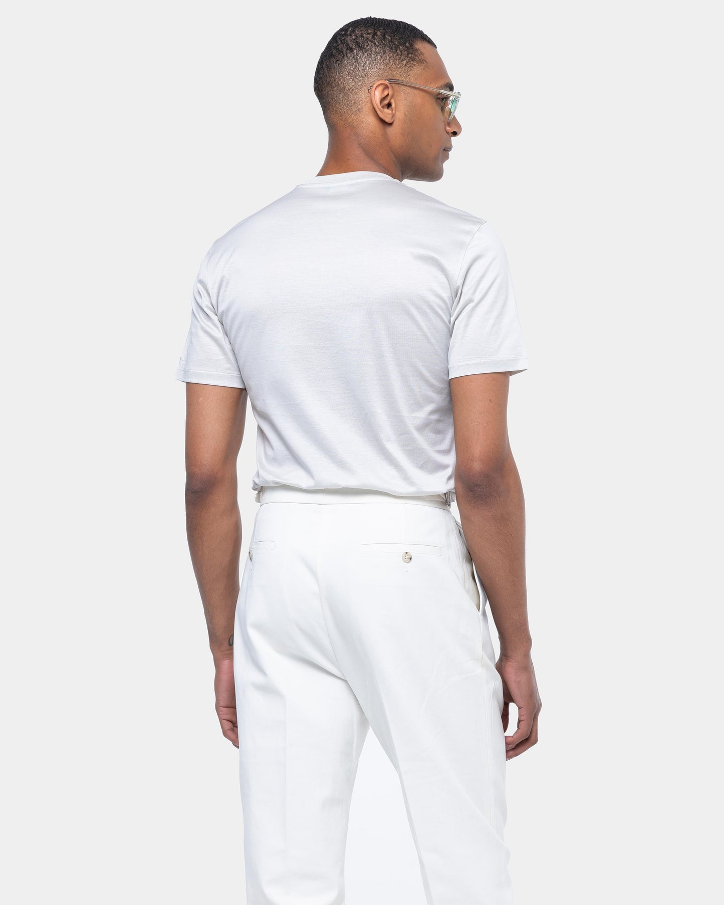 Short sleeve solid color T-shirt Pearl Gray 100% Egyptian cotton