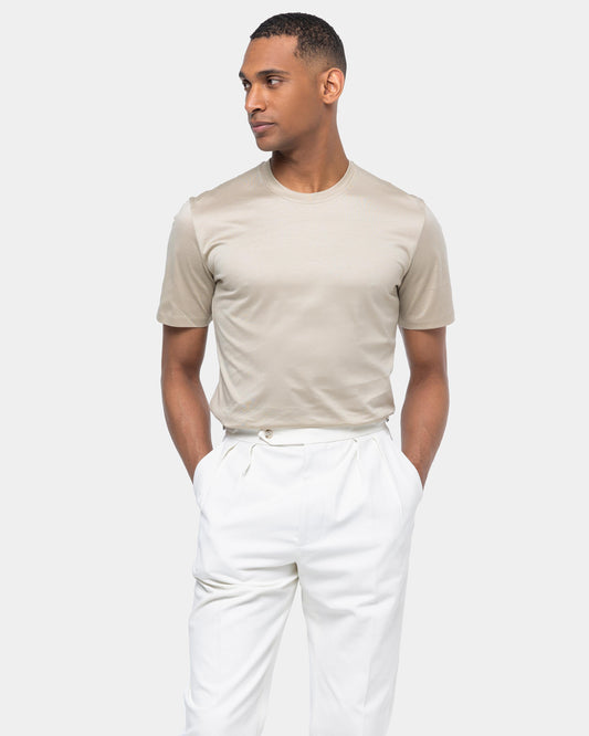 Short sleeve solid color T-shirt Sand 100% Egyptian cotton