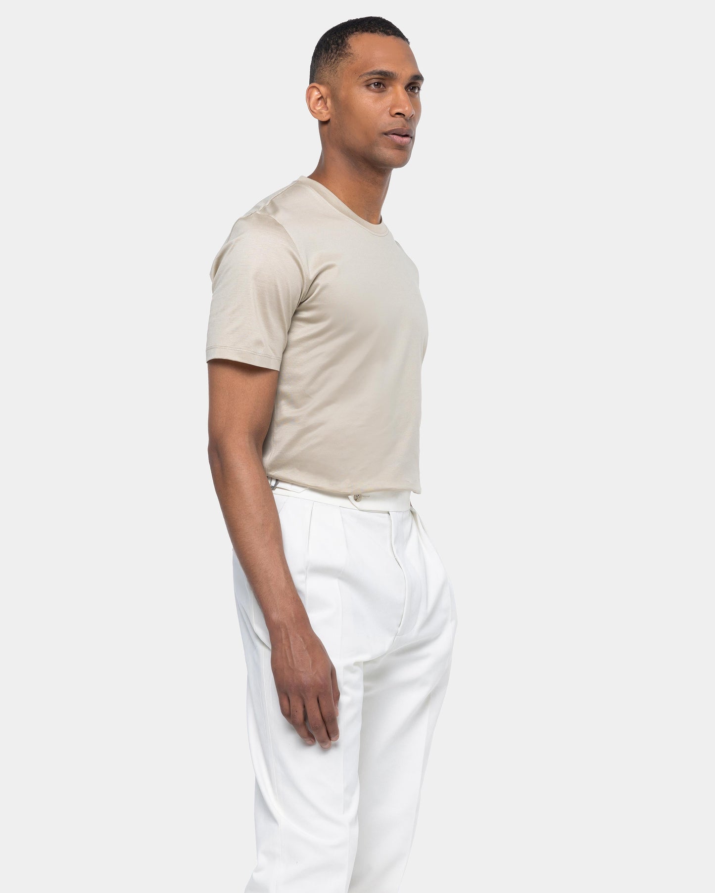 Short sleeve solid color T-shirt Sand 100% Egyptian cotton