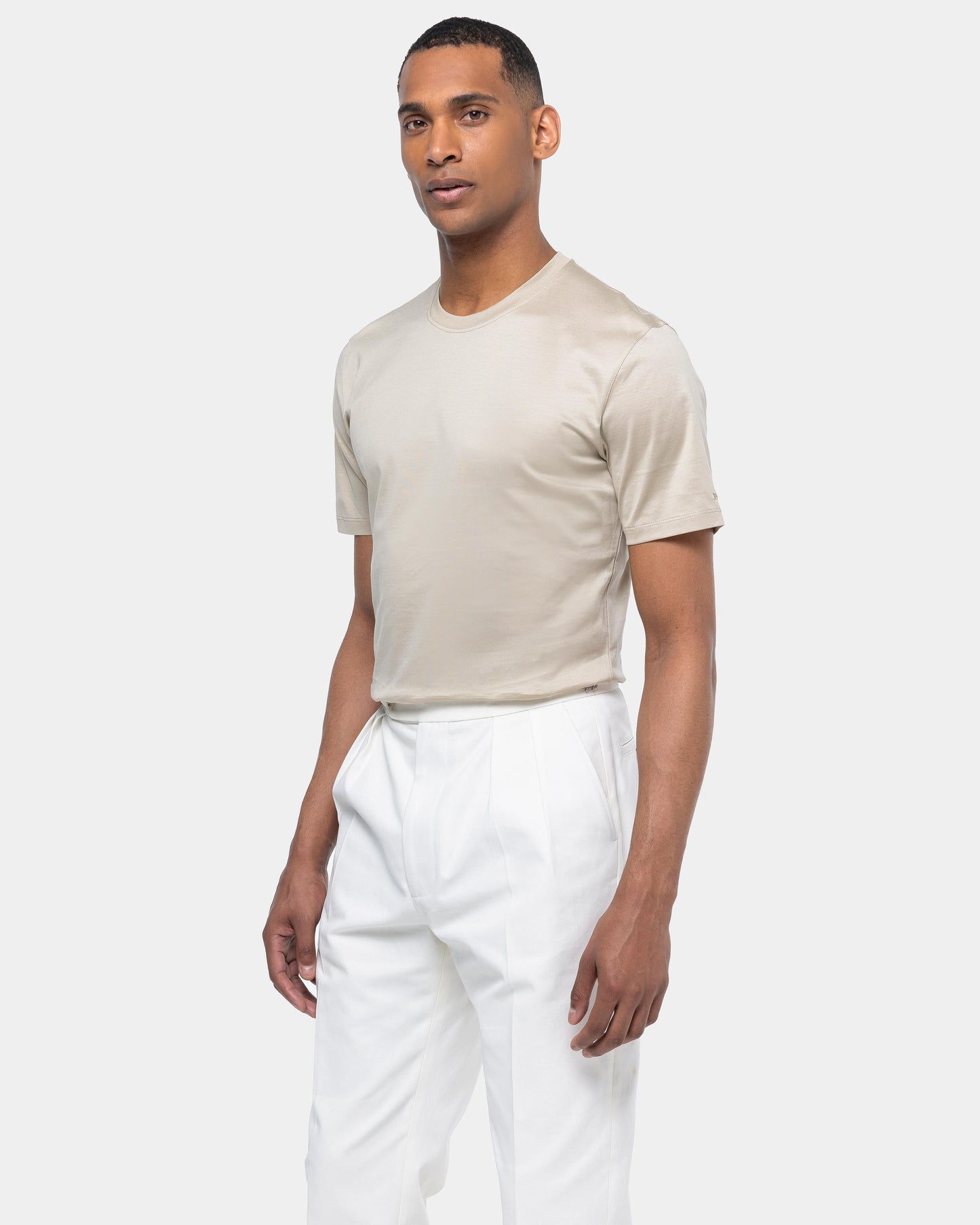 Short sleeve solid color T-shirt Sand 100% Egyptian cotton
