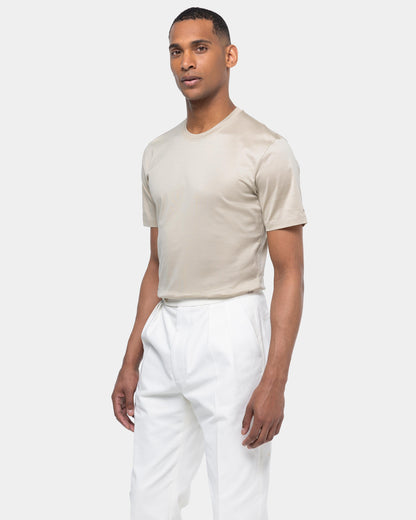 Short sleeve solid color T-shirt Sand 100% Egyptian cotton