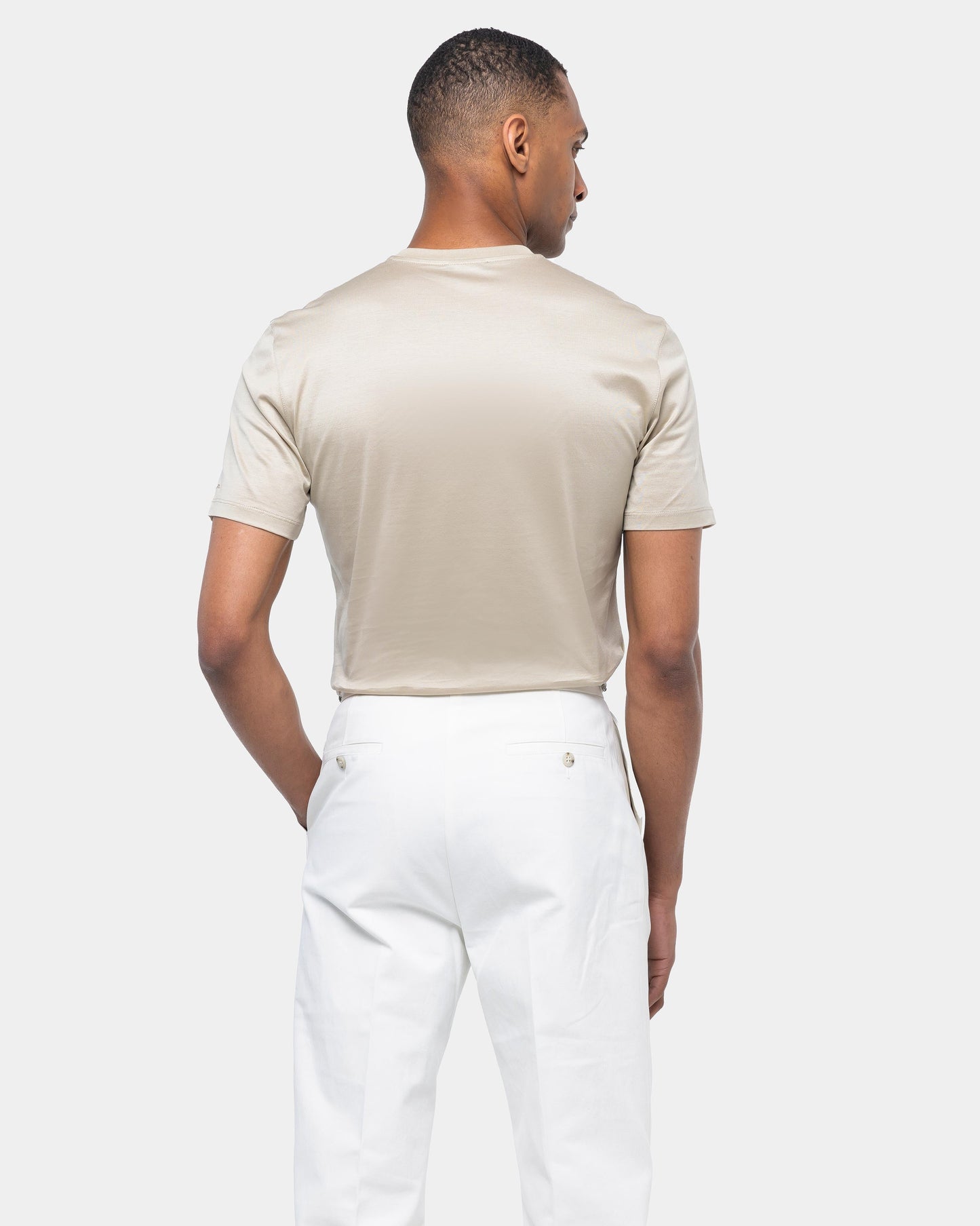 Short sleeve solid color T-shirt Sand 100% Egyptian cotton