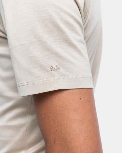 Short sleeve solid color T-shirt Sand 100% Egyptian cotton