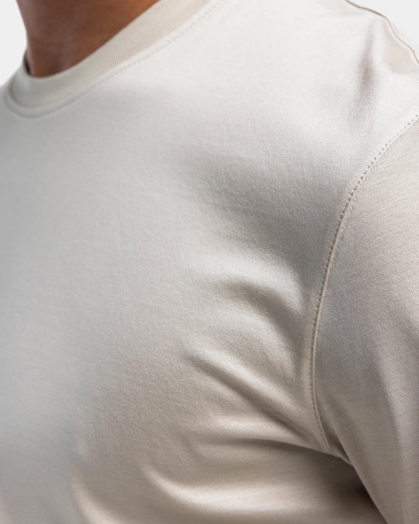 Short sleeve solid color T-shirt Sand 100% Egyptian cotton