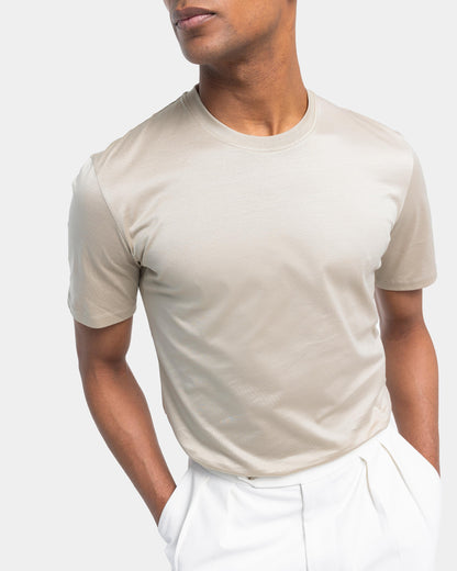 Short sleeve solid color T-shirt Sand 100% Egyptian cotton