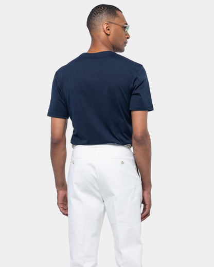 Short sleeve soft solid color T-shirt Silk Blue Cotton