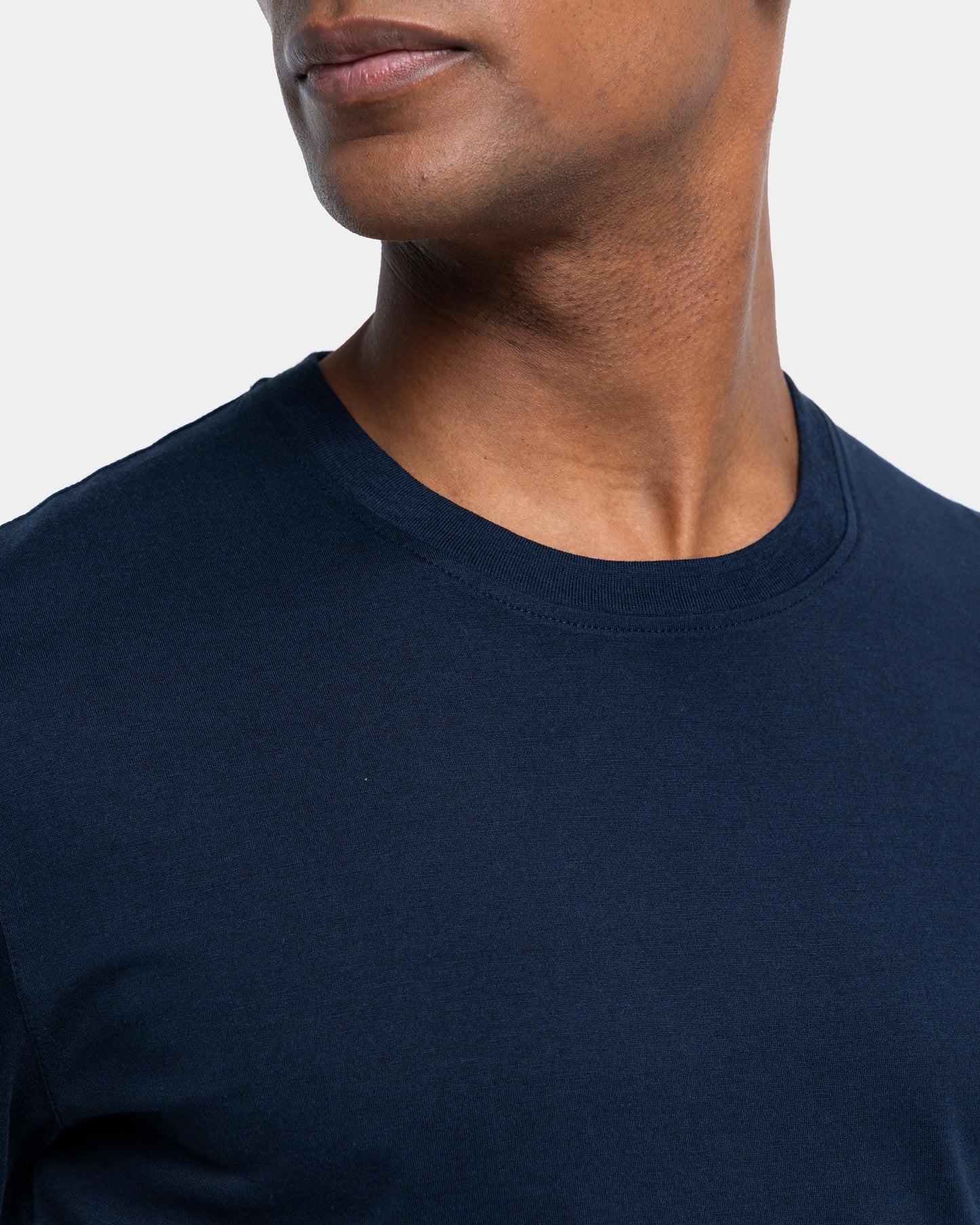 Short sleeve soft solid color T-shirt Silk Blue Cotton