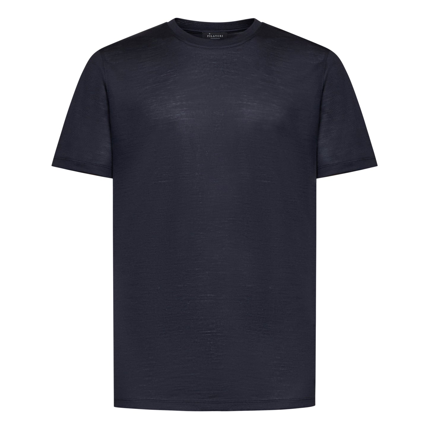 Short sleeve solid color tech T-shirt Blue Extrafine Merino Wool