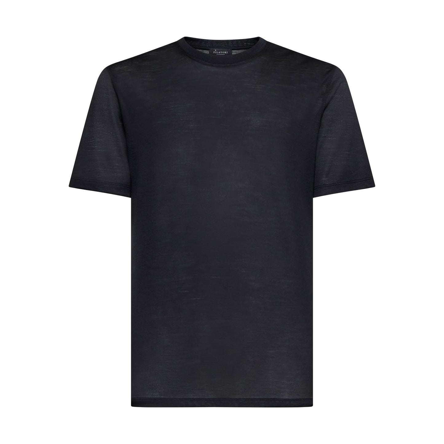 Short sleeve solid color tech T-shirt Black Extrafine Merino Wool
