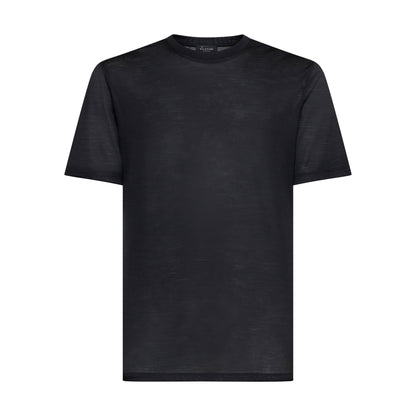 Short sleeve solid color tech T-shirt Black Extrafine Merino Wool