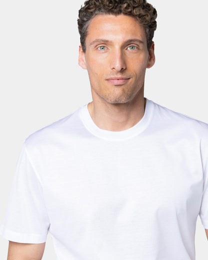 Short sleeve solid color T-shirt White 100% Egyptian cotton