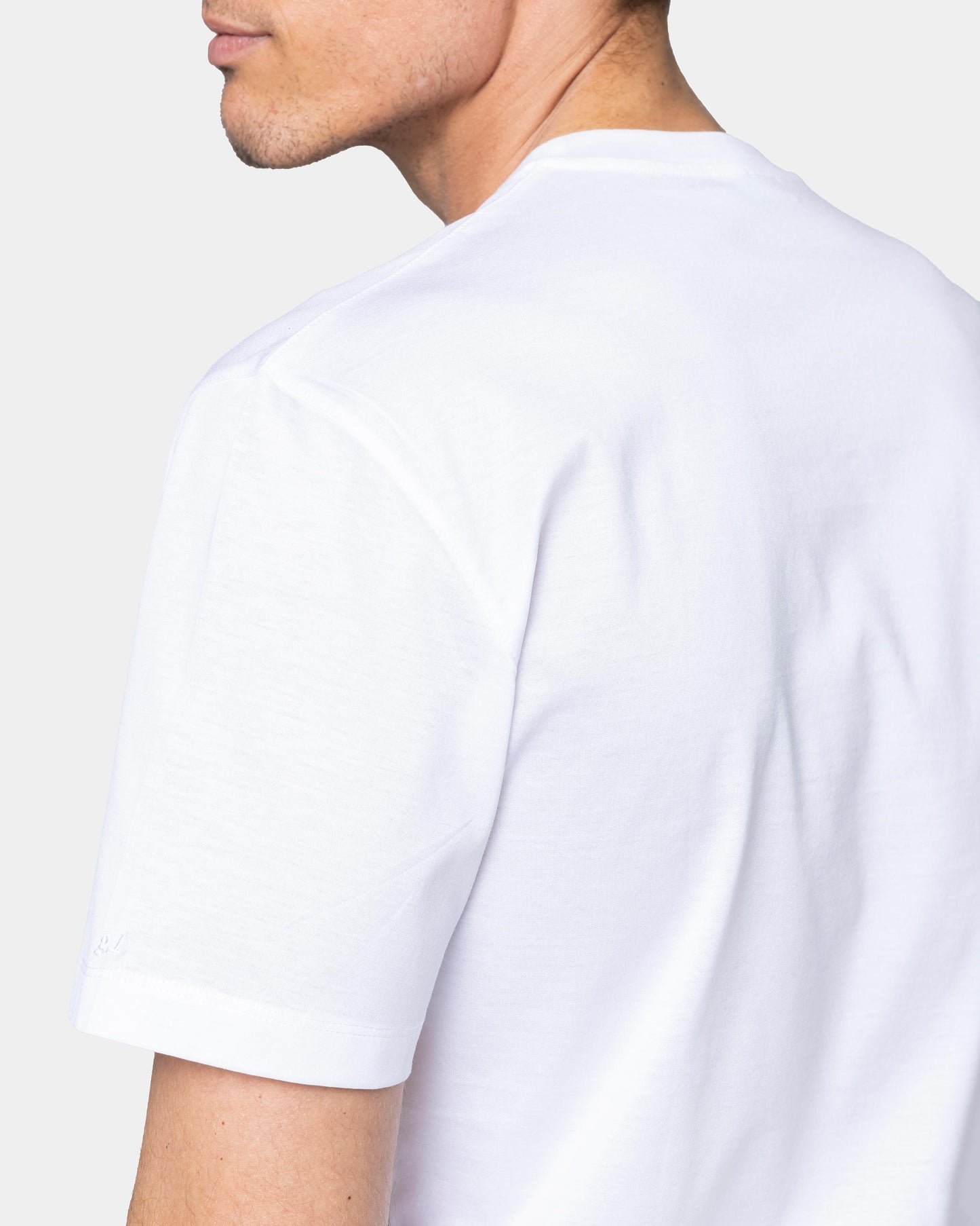 Short sleeve solid color T-shirt White 100% Egyptian cotton