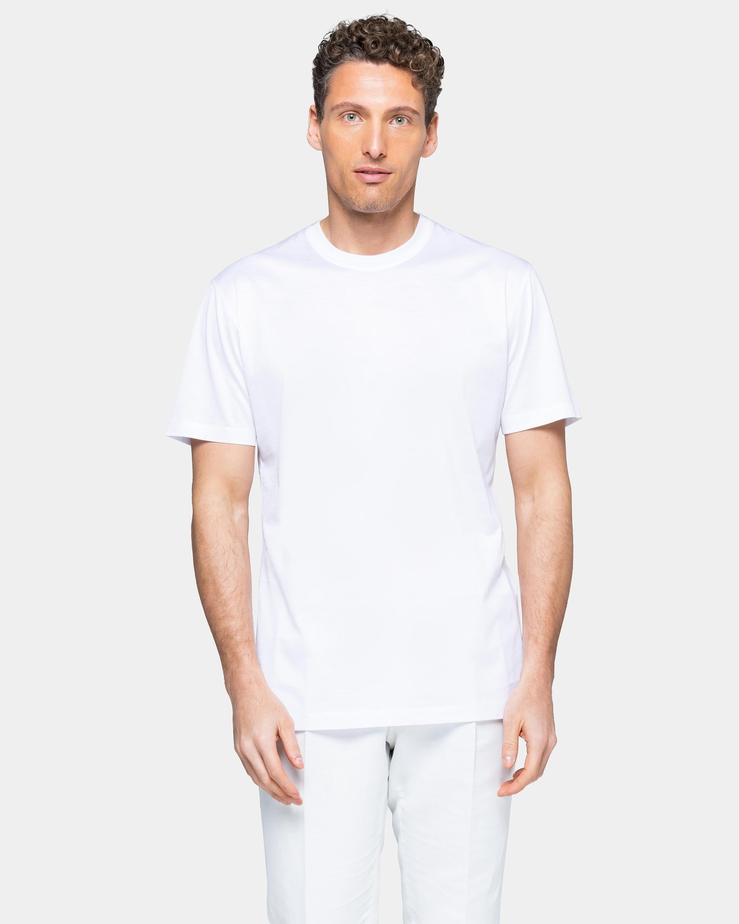 Short sleeve solid color T-shirt White 100% Egyptian cotton
