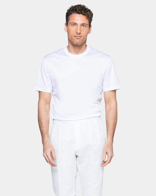 Short sleeve solid color T-shirt White 100% Egyptian cotton