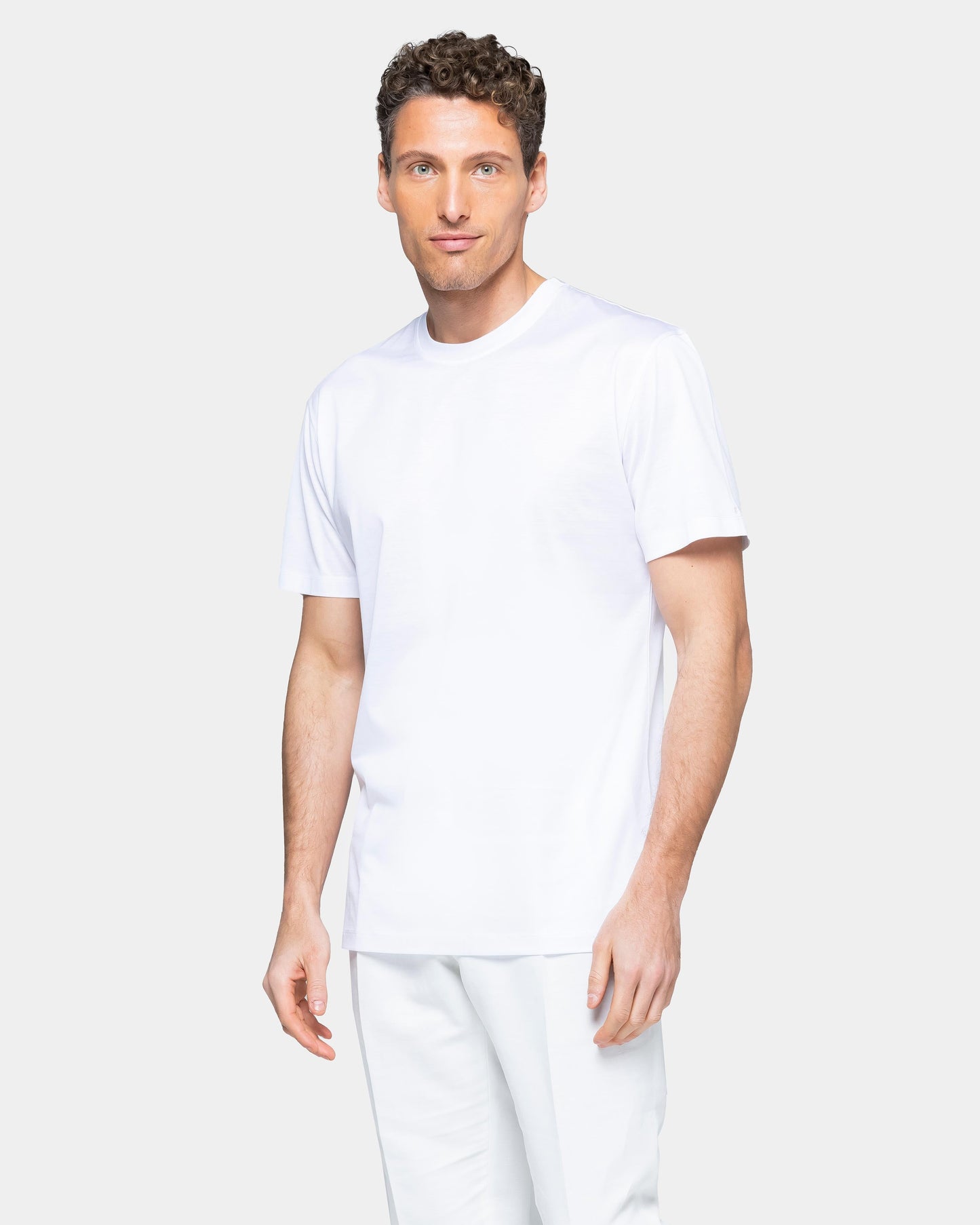 Short sleeve solid color T-shirt White 100% Egyptian cotton