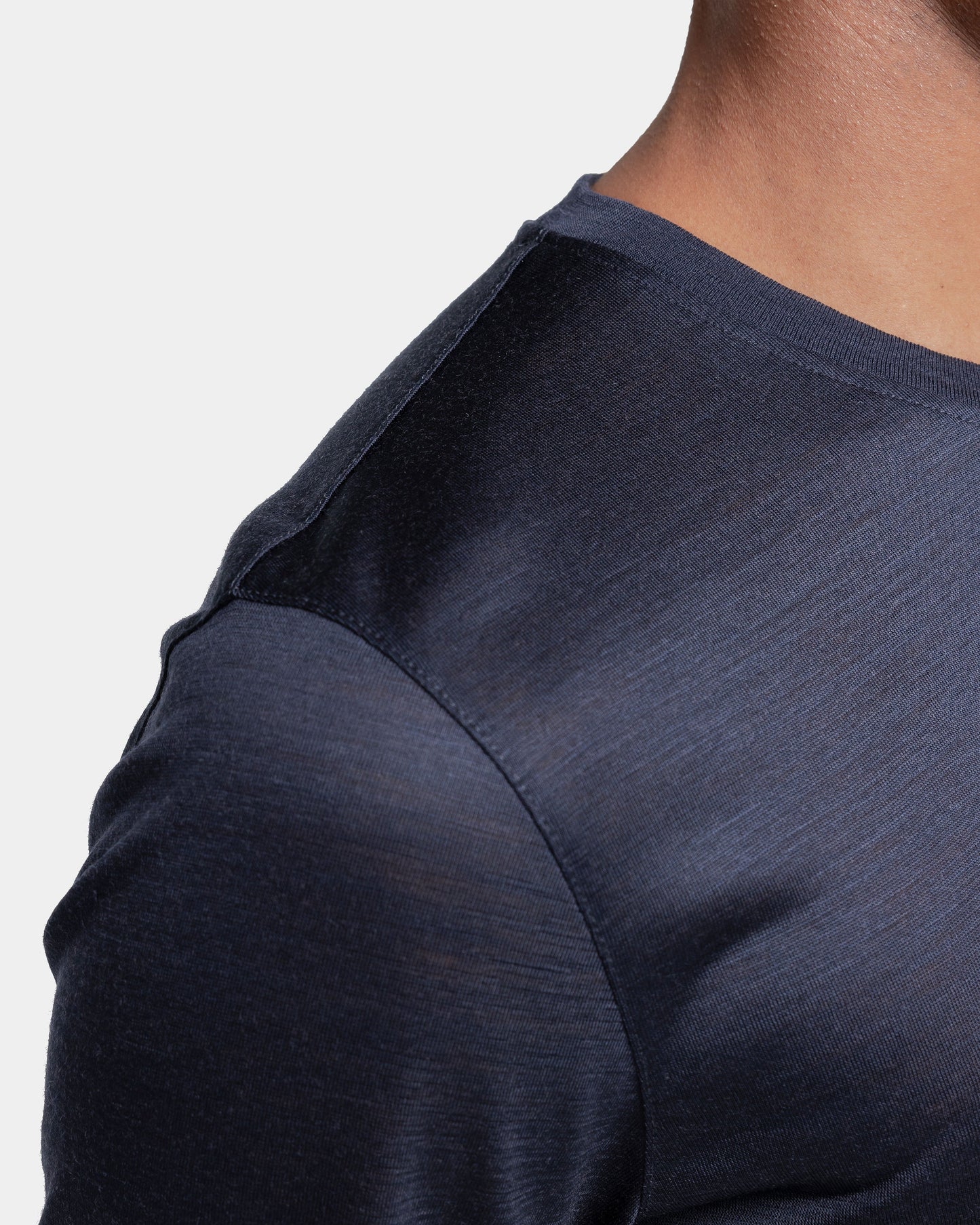 Short sleeve solid color tech T-shirt Blue Extrafine Merino Wool