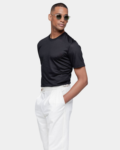 Short sleeve solid color tech T-shirt Black Extrafine Merino Wool