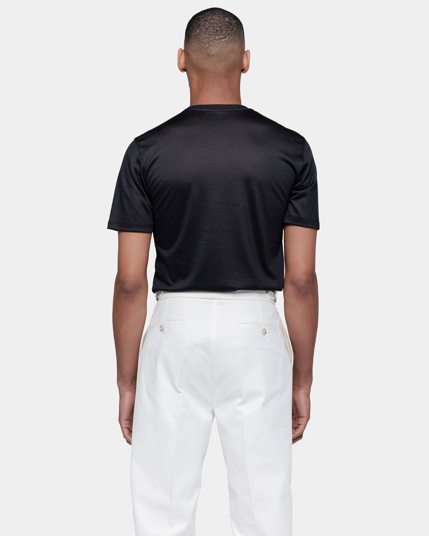 Short sleeve solid color tech T-shirt Black Extrafine Merino Wool